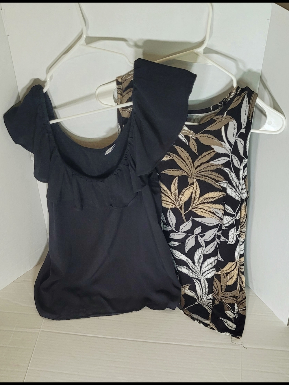 Women’s Black Ruffled Shoulder Top And Sleeveless Top For Work, Home Or Dress.